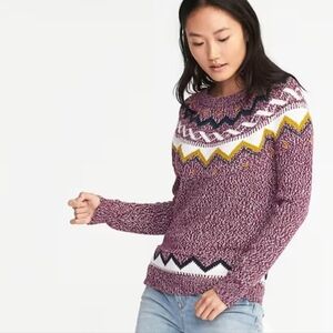 Old Navy Nordic Fair Isle Purple Sweater XXL long sleeve women's Old Navy